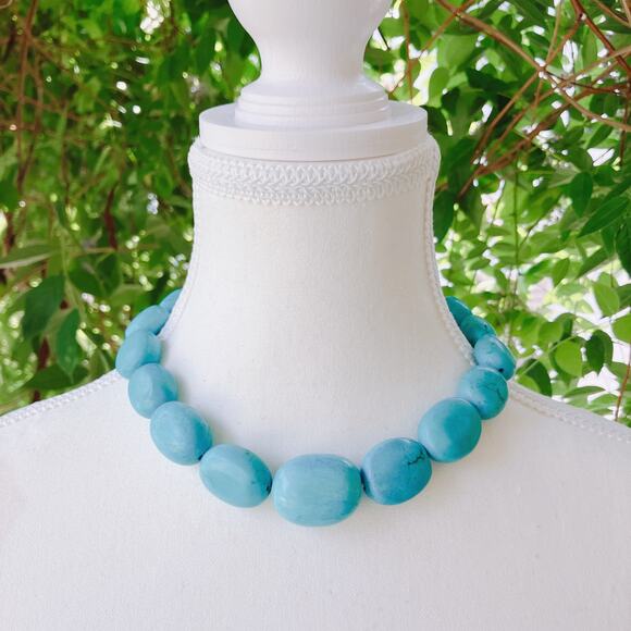 Vintage Turquoise (Reconstituted) Necklace, Southwestern Beaded Adjustable 1990s - Picture 2 of 10